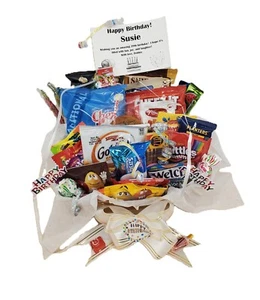 Happy Birthday Gift Basket with Customizable Card, Snack & Candy Mix Personalize - Picture 1 of 15