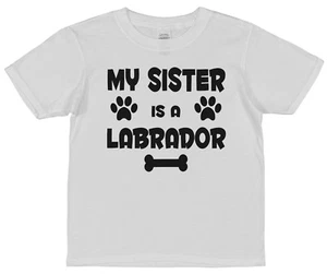 My Brother (Or Sister) Is A Labrador Dog Kids Cotton T-Shirt Boy Girl - Picture 1 of 12