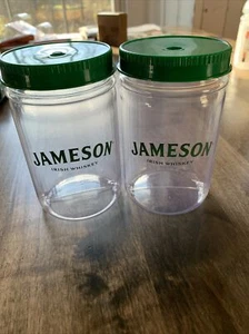 2er Set - Kunststoff Jameson Einmachgläser mit Deckel/Strohhalmöffnung - Bild 1 von 2