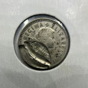 1953 Threepence Error Coin - Partial Obverse Brockage Most Unusual Example RARE - Picture 1 of 2