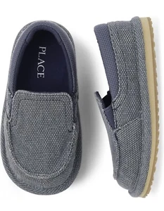 The Childrens Place Shoe Youth 2 Blue Canvas Slip-On Sneakers Shoe Loafer NEW - Picture 1 of 10