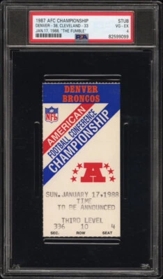 PSA - THE FUMBLE - 1987 AFC CHAMPIONSHIP TICKET STUB - BROWNS @ DENVER BRONCOS - Image 1 of 3