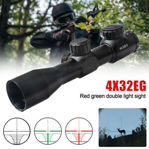 Red&Green Sniper Illuminated 4X32 Compact Scope 223/308/ Crossbow Optics/w Rings