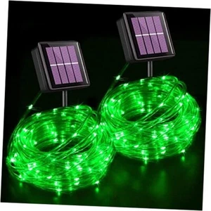 Solar Christmas Lights, 2 Pack Each 33ft 100 LED Rope Lights Outdoor Green - Picture 1 of 7