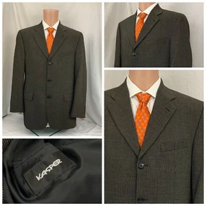 Kasper Men Blazer 40R Black & Gold Silk Wool 3btn No Vent 40 R Mint YGI Q1-329 - Picture 1 of 12