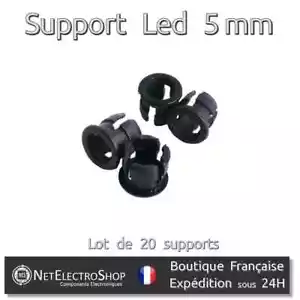 Support Plastique pour LED 5mm - Clip de fixation - 20x - Zdjęcie 1 z 1