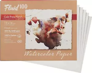 Fluid 100 Artist Watercolor Paper, 300 lb (640 GSM) 100% Cotton Cold Press - Picture 1 of 5