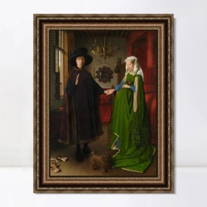 Framed Canvas Print The Arnolfini Portrait by Jan Van Eyck Wall Art Living Room - Picture 1 of 16