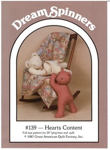 1987 Dream Spinners #139 Hearts Content Quilt Bear sewing pattern uncut - Picture 1 of 3