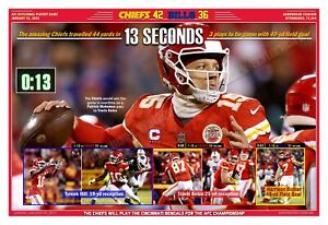 IT TOOK THE CHIEFS ONLY 13 SECONDS TO TIE BILLS 19”x13” COMMEMORATIVE POSTER