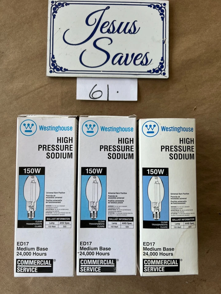 3 Westinghouse 150w High Pressure Sodium ED17 Med Base Light Bulbs     #61 - Image 1 of 1