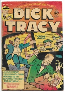 DICK TRACY #56 VG 4.0 ATOMIC AGE HARVEY COMICS! BLOODY HEAD COVER! CHESTER GOULD - Picture 1 of 2