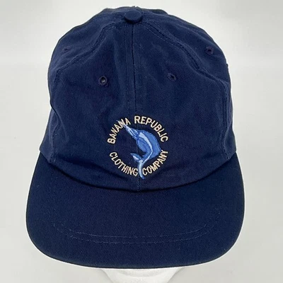 Boné de beisebol vintage Banana Republic Clothing Company - StrapBack azul marinho muito bom estado usado - Imagem 1 de 4
