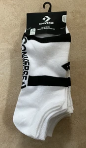 Paquete de 6 calcetines Converse No Show tejidos planos para hombre talla Uk 6-11 EU 39-46 NUEVOS CON ETIQUETAS blancos - Imagen 1 de 3