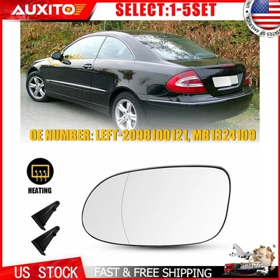 For 03-05 Mercedes-Benz CLK320 Heated Driver Side Mirror Glass OE MB1324109 1-5X - Image 1 of 4