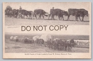 Sherwood TX Doppelansicht riesige Frachtladung Frank W Roberts Ochsen Maultiere Postkarte N2 - Bild 1 von 2