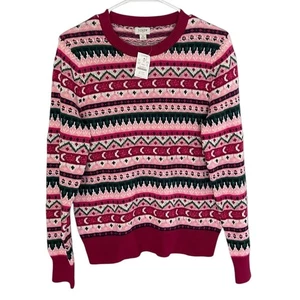 J. Crew Fair Isle Baumwollpullover Damen Medium Rosatöne Celestial NEU - Bild 1 von 6