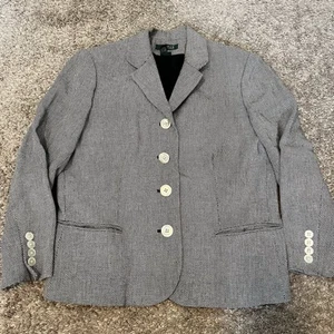 Vintage Lauren Ralph Lauren Women's Black White Four Button Blazer Size 12 - Picture 1 of 8