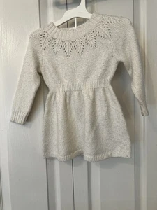 Cat & Jack Pullover Kleid Creme Glitzer Glitzer Häkel Langarm Mädchen Gr. 12M - Bild 1 von 6