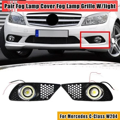 For Mercedes Benz W204 C230 C300 C350 LED Bumper Fog Lights w/ Cover Angel Eye - Image 1 of 4