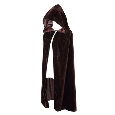 Capa de terciopelo con capucha para niños Halloween Navidad Juegos con disfraces Capa elegante Marrón Foto 1 de 4