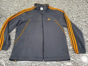 Adidas grau & orange Trainingsjacke 3 Streifen durchgehender Reißverschluss Herren Small " - Bild 1 von 9