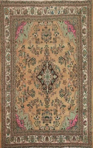 Alfombra clásica vintage de lana melocotón 7x9 anudada a mano para sala de estar - Imagen 1 de 23