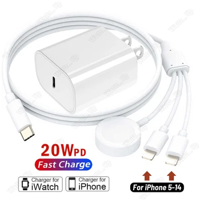 USB C Magnetic Charger Adapter Block For iPhone 14 X Apple Watch 9/8/7/6/5/4/3/2 - Image 1 of 4