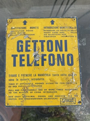 Insegna Pubblicitaria Telefono a Gettoni SIP Targa Gettoniera - Immagine 1 di 2