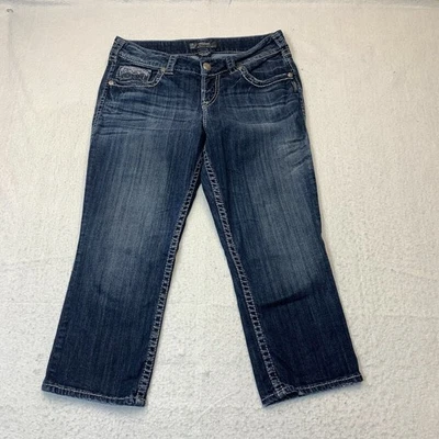 Silver Jeans Womens 29 Blue Suki Capri Low Rise Dark Wash Flap Pocket Stretch - Image 1 of 4