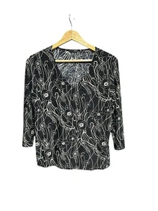 Jaipur Vintage Top 90s Y2K Black & White Size Medium 3/4th Sleeve Whimsygoth - Bild 1 von 4