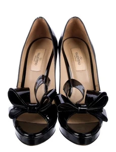 Valentino D'Orsay Pump black patent leather with bow size 39 (WOW) - Picture 1 of 13