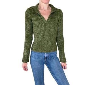 Vintage Y2K J.J. Basics grüner Freizeitpullover mit Kragen - Bild 1 von 8