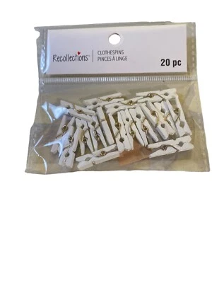 Nuevo Mini Pinzas para Ropa 20 pk Blanco 1" Decoración Artesanía Recuerdos Foto 1 de 2