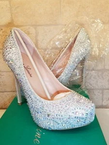 Lauren Lorraine Vanna 2 Women’s 9 1/2 M Stiletto Silver Studded Wedding Bridal - Picture 1 of 7