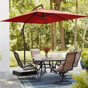 Hampton Bay 8 ft. Square Aluminum Cantilever Offset Umbrella BASE INCLUDED - Picture 1 of 2