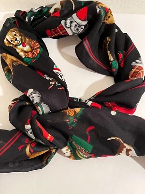 BUFANDA 13" X 58" NAVIDAD VACACIONES PERROS EN DISFRACES/POLIÉSTER - Usada Foto 1 de 4