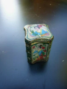 Puppenstuben-Kaufmannsladen - bunte Blechdose Jugendstil - Asia-Motiv - um 1900 - Bild 1 von 8