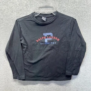 Vintage Ralph Lauren Shirt Boys Youth 6 Black 90s Long Sleeve T Cotton - Picture 1 of 13