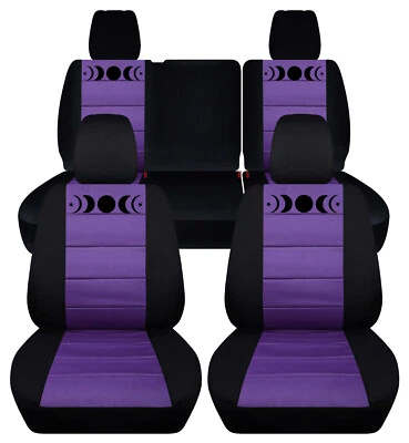 Custom Fit Fr+Rear SUV seat covers blk-purple moon phases fits JK wrangler 4dr - Изображение 1 из 4