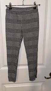 Wonder Nation Girls Pants Size M 7/8 Black White Sparkly Plaid Stretch Waist - Picture 1 of 4