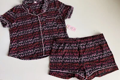 Juicy Couture 2 Pc Soft Pajama PJ Women’s Sz XL Black Ombre Button Top Shorts - Image 1 of 4