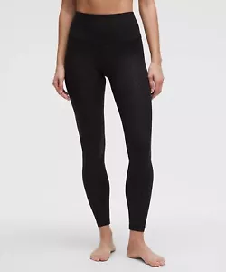 Lululemon Align hoch geschnittene Hose 28" Leopard Gänseblümchenprägung schwarz Größe 4 neu mit Etikett - Bild 1 von 8