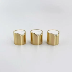 Shiny Gold 24mm Screw On Disc Top Cap To Fit 24/410 Neck Size ANY AMOUNT - Picture 1 of 2