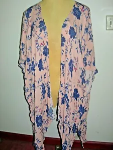 Lane Bryant Pink Floral Overpiece Kimono One Size Fits 14-28 Wrap - Picture 1 of 3