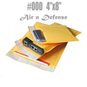 4000 #000 4x8 Kraft Bubble Padded Envelopes Mailers Shipping Bags AirnDefense - Picture 1 of 7