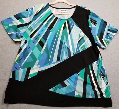 Blusa jersey elástica BonWorth Top para mujer extra grande XL geométrica manga corta Foto 1 de 4