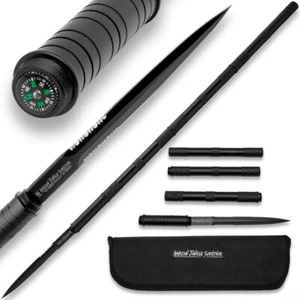 Amazon Jungle Survivor Break-Down Spear and Carrying Case | Black Oxide Finish - Picture 1 of 8
