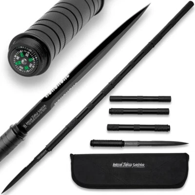 Amazon Jungle Survivor Break-Down Spear and Carrying Case | Black Oxide Finish - Image 1 of 4