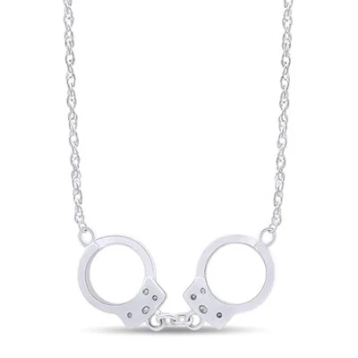 Esposas Gargantilla Colgante Collar 18" Chapado en Oro 14k Plata de Ley 925 Foto 1 de 4